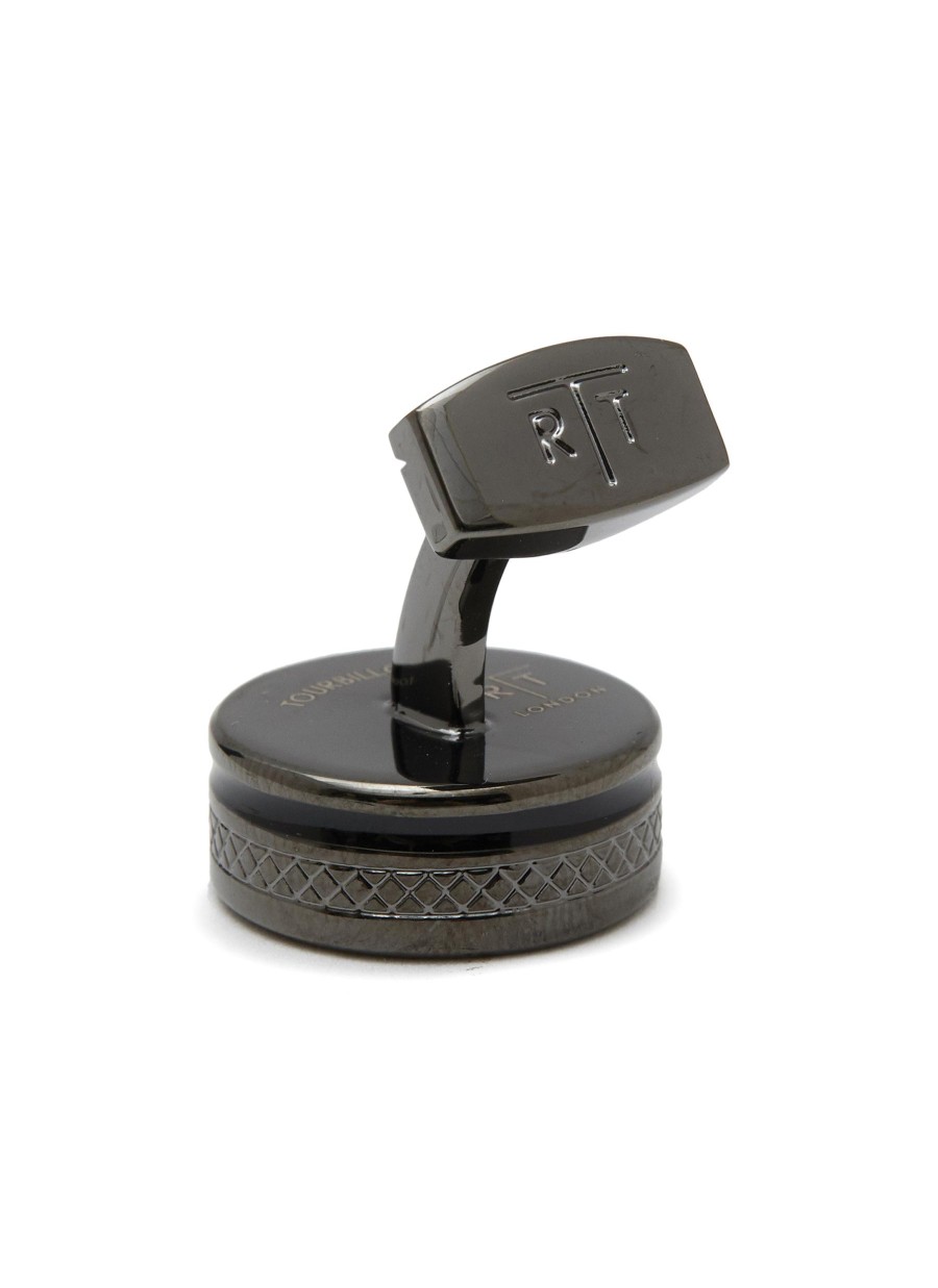 Men TATEOSSIAN Cufflinks | Tourbillon Gunmetal Round Cufflinks