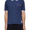 Men THOM BROWNE Polos | Contrast Detail Cotton Polo Shirt