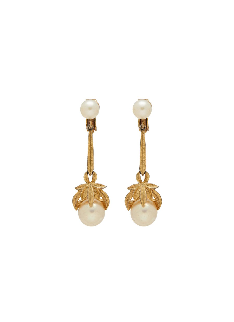 Women LANE CRAWFORD VINTAGE ACCESSORIES Vintage Accessories | Panetta Gold Tone Faux Pearl Clip On Earrings