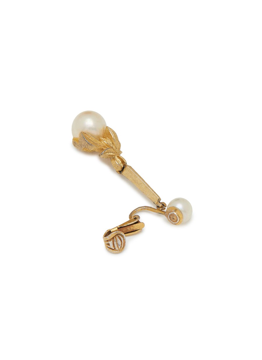 Women LANE CRAWFORD VINTAGE ACCESSORIES Vintage Accessories | Panetta Gold Tone Faux Pearl Clip On Earrings