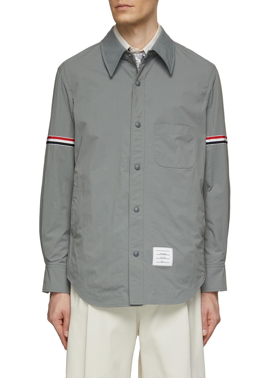 Men THOM BROWNE Shirts | Tricoloured Armband Nylon Shirt Jacket