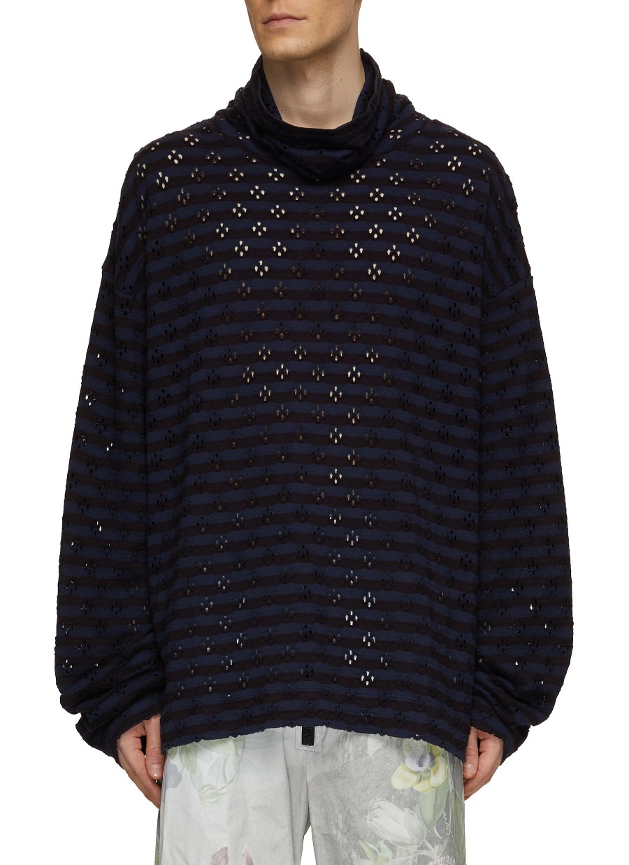 Men DRIES VAN NOTEN T-Shirts | Oversize Hole Cutout Turtleneck Top