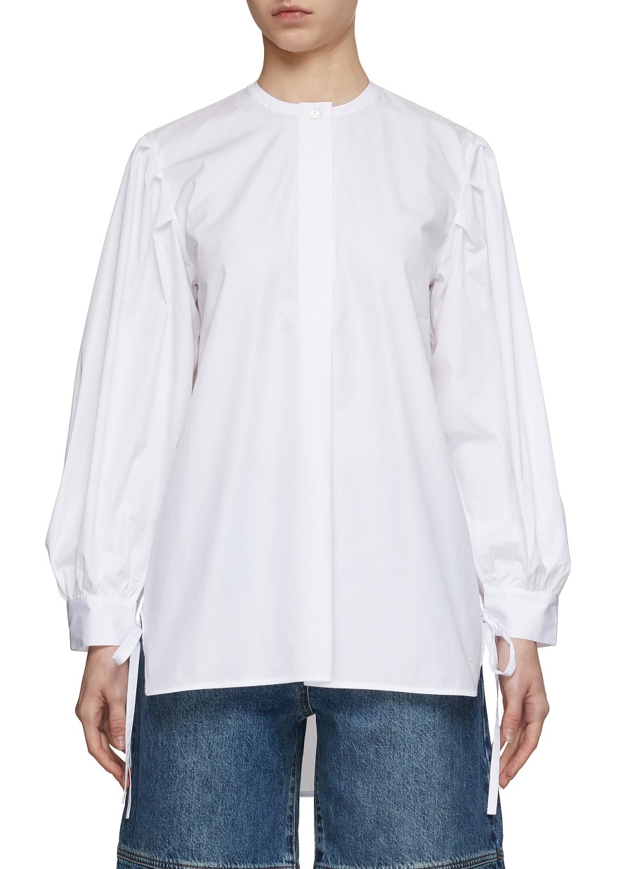 Women CO Tops | Tie Cuff Balloon Sleeve Top