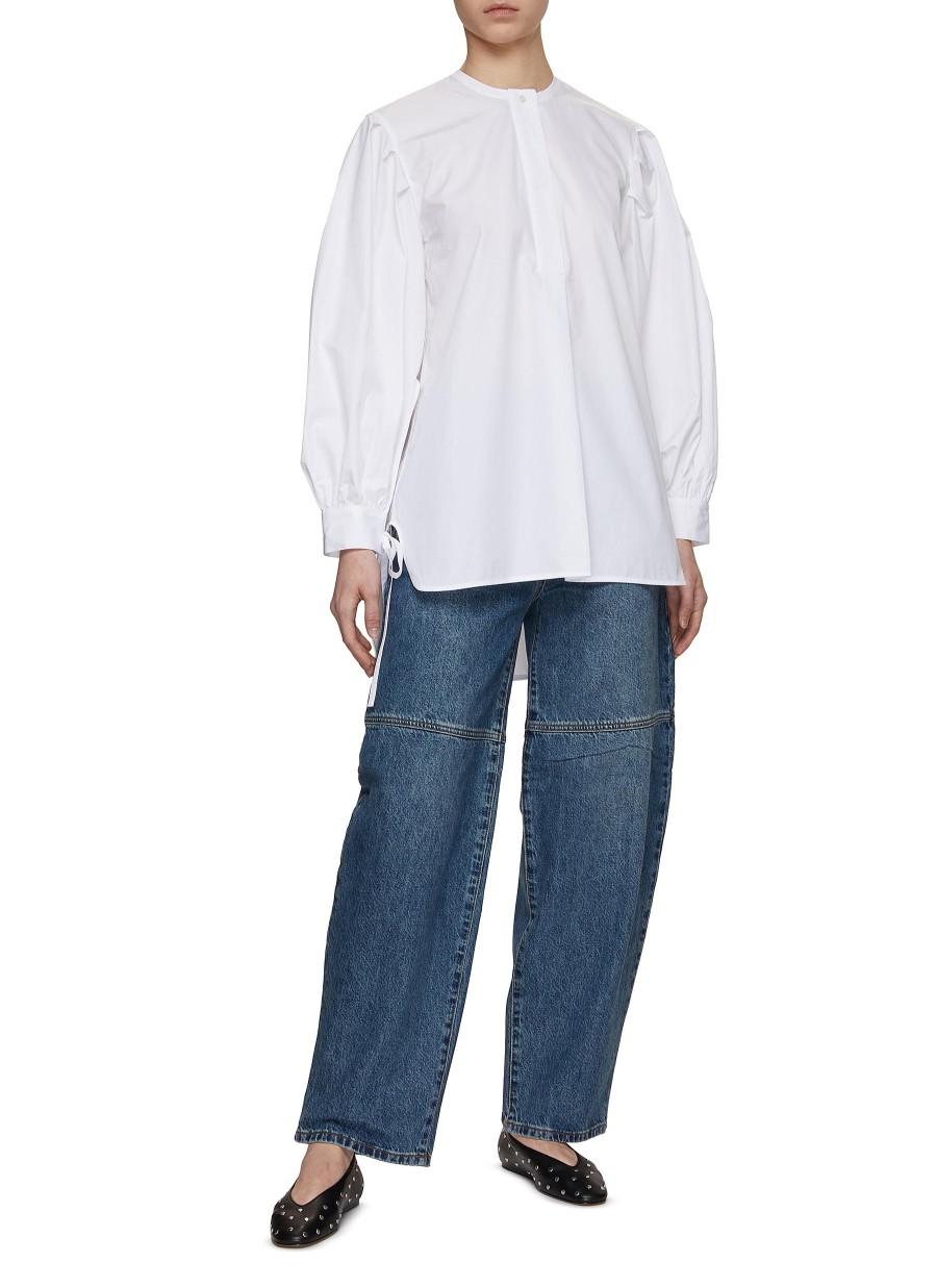 Women CO Tops | Tie Cuff Balloon Sleeve Top