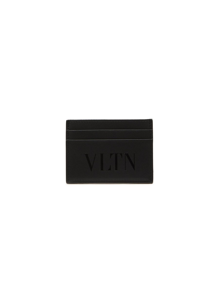 Men VALENTINO Small Leather Goods | Tonal 'Vltn' Print Leather Cardholder