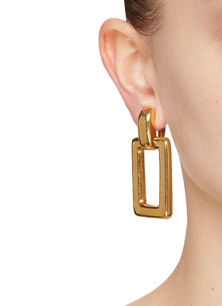 Women LANE CRAWFORD VINTAGE ACCESSORIES Vintage Accessories | Gold Tone Square Hoop Earrings