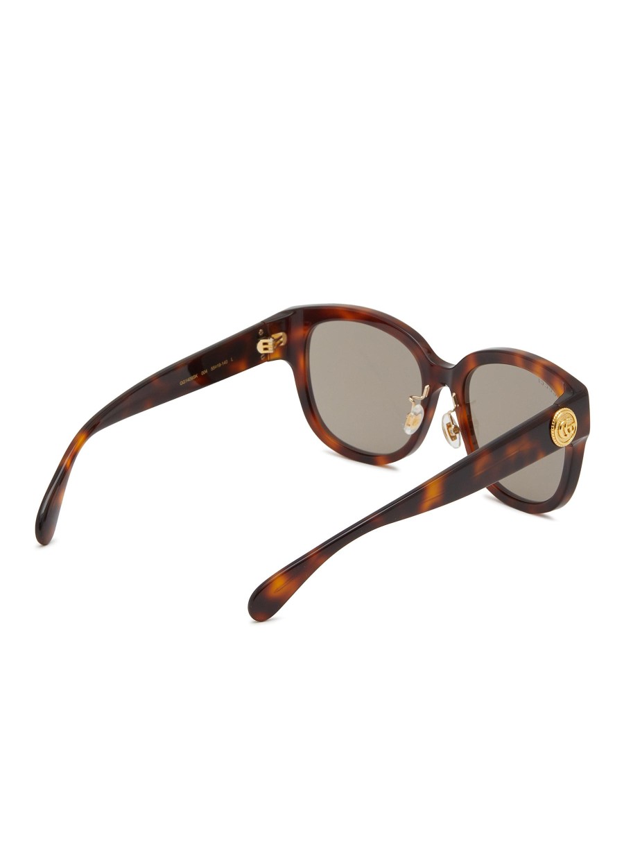 Women GUCCI Eyewear | Logo Tortoiseshell Effect Acetate Round Sunglasses