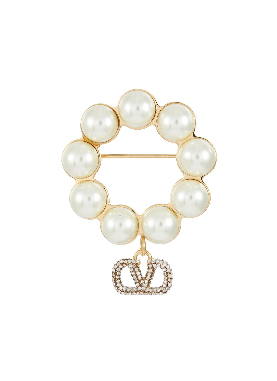 Women VALENTINO Fashion Jewellery | Vlogo Signature Metal Brooch