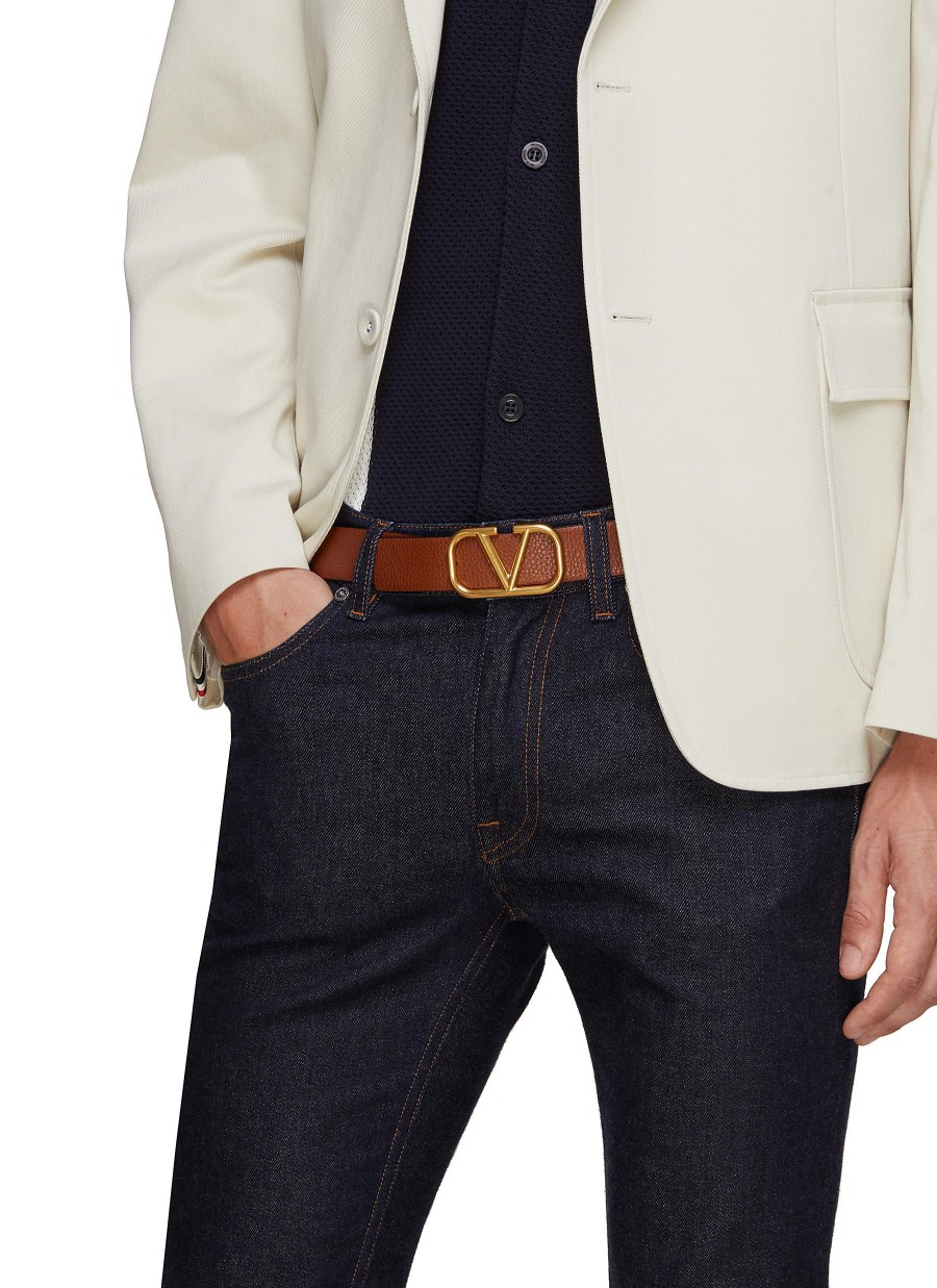 Men VALENTINO Belts | Vlogo Reversible Leather Belt