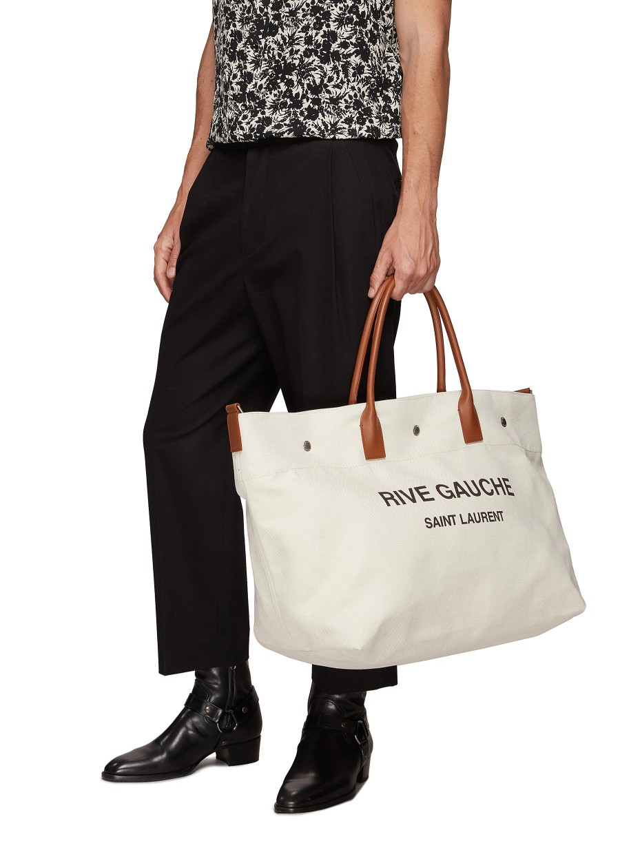 Men SAINT LAURENT Travel Bags | Rive Gauche' Canvas Weekender Tote Bag