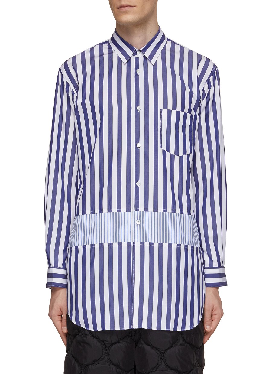 Men COMME DES GARÇONS SHIRT Shirts | Striped Band Patchwork Shirt