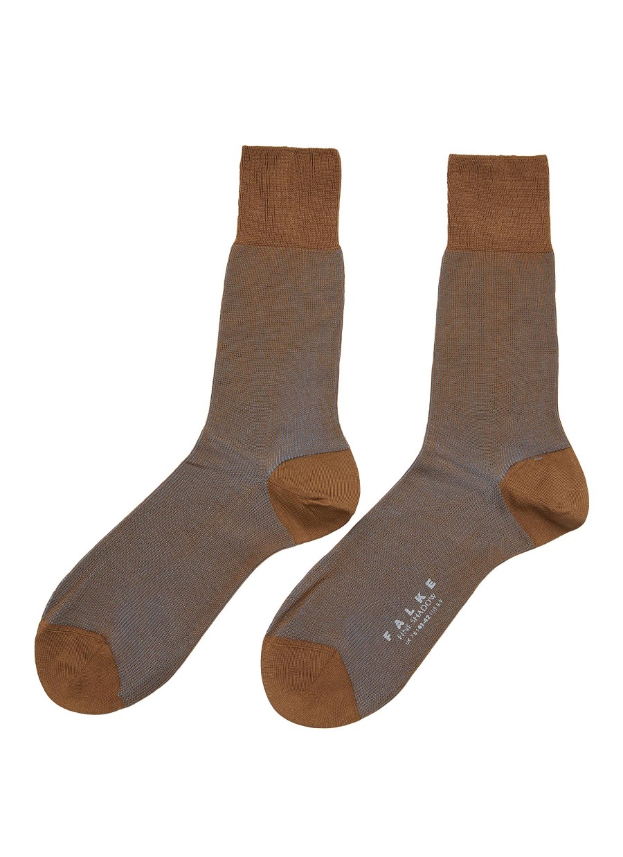 Men FALKE Socks | Fine Shadow Stripe Cotton Blend Short Socks