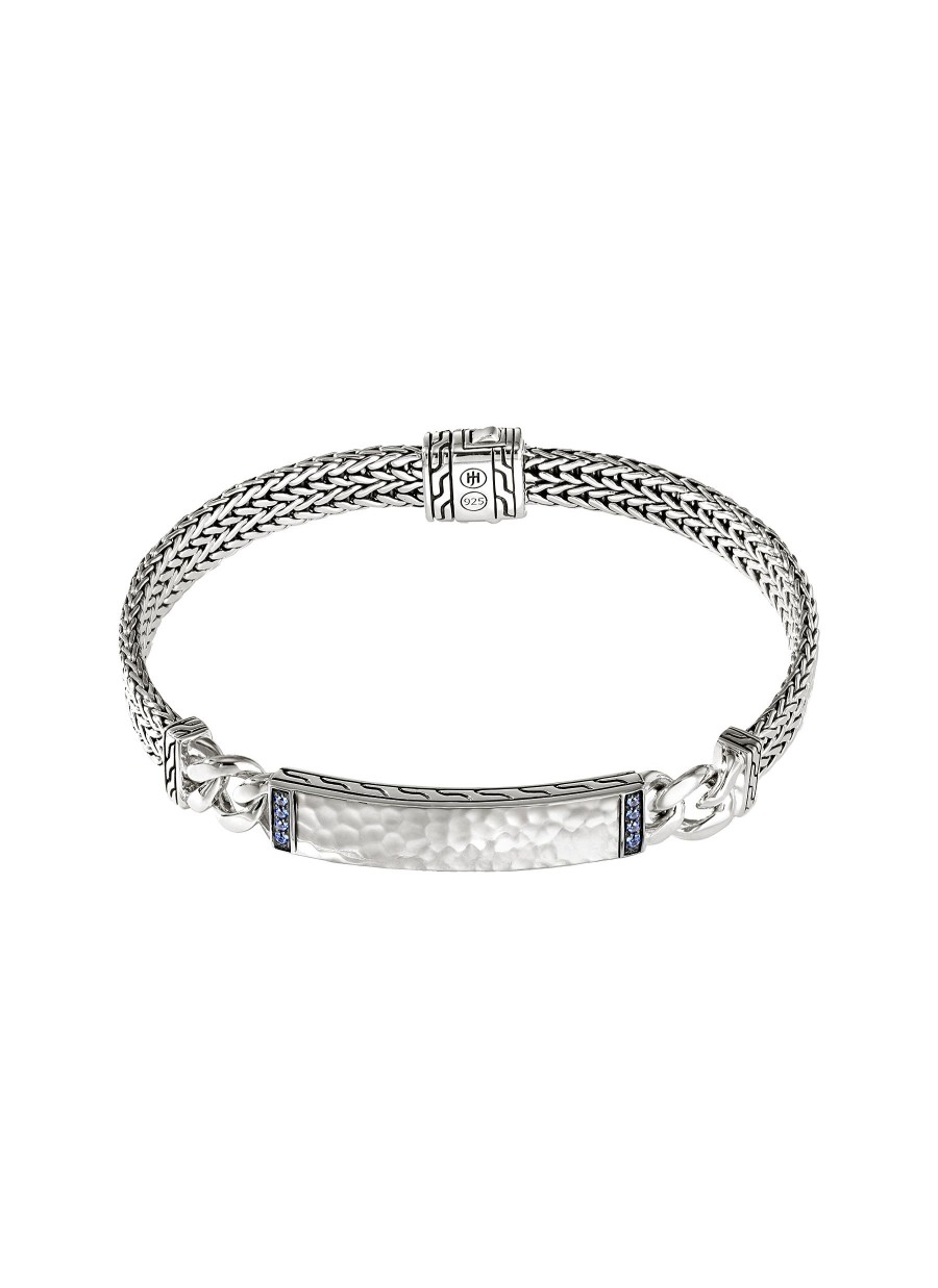 Women JOHN HARDY Fine Jewellery | Classic Chain Sterling Silver Black Sapphire Spinel Id Bracelet — Size Um