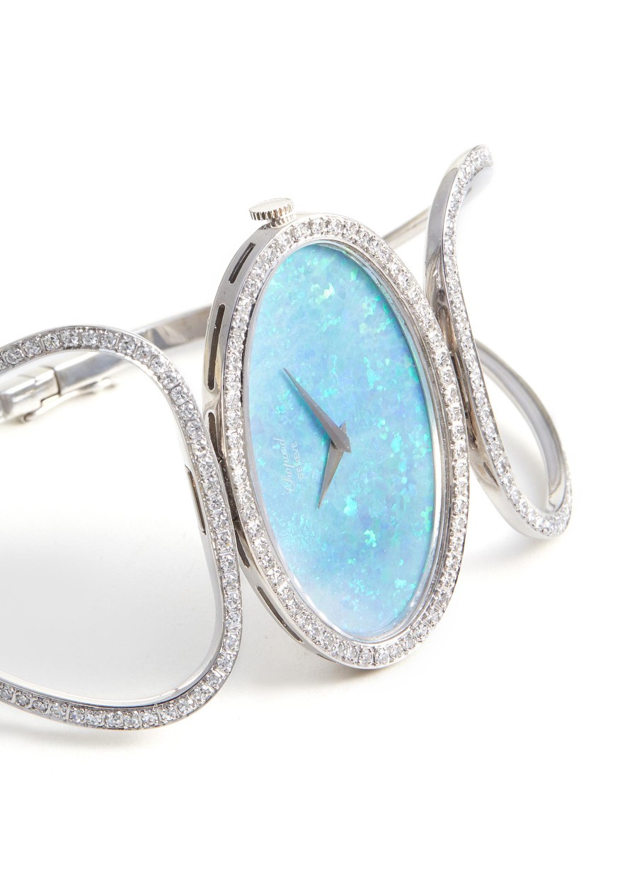 Women LANE CRAWFORD VINTAGE WATCHES Watches | Chopard Silver-Toned Opal Oval Dial Diamond Watch