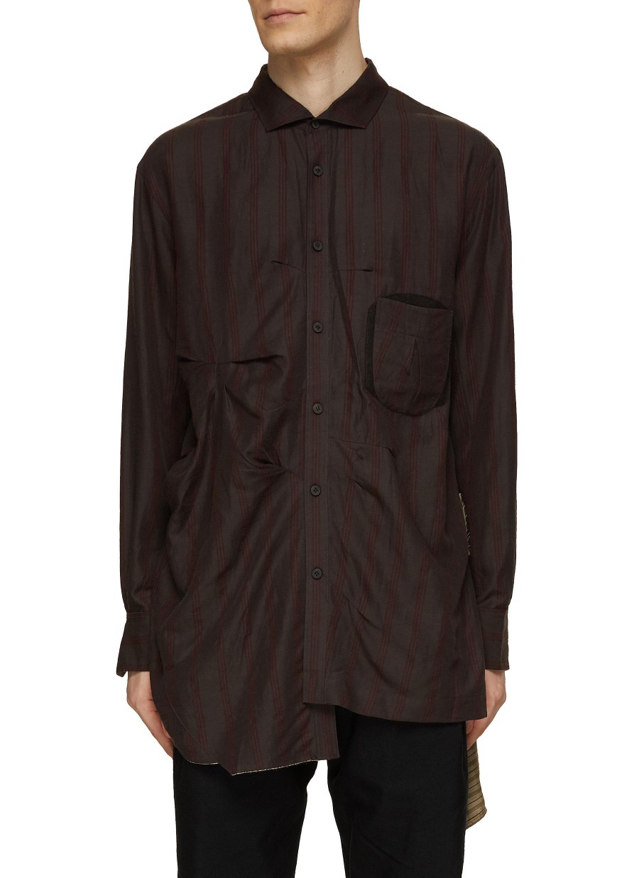 Men ZIGGY CHEN Shirts | Long Sleeve Shirt With Asymmetric Back Pleats