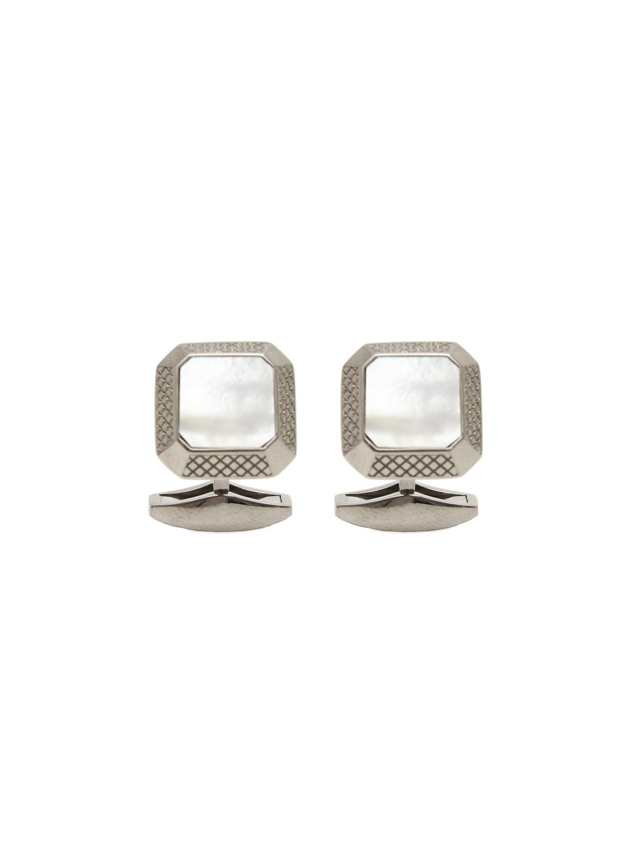 Men TATEOSSIAN Cufflinks | Rhodium Plated Sterling Silver Mother Of Pearl Cufflinks