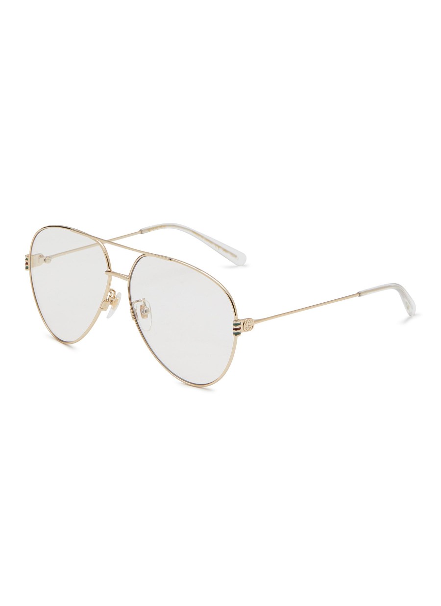 Men GUCCI Eyewear | Metal Aviator Optical Glasses