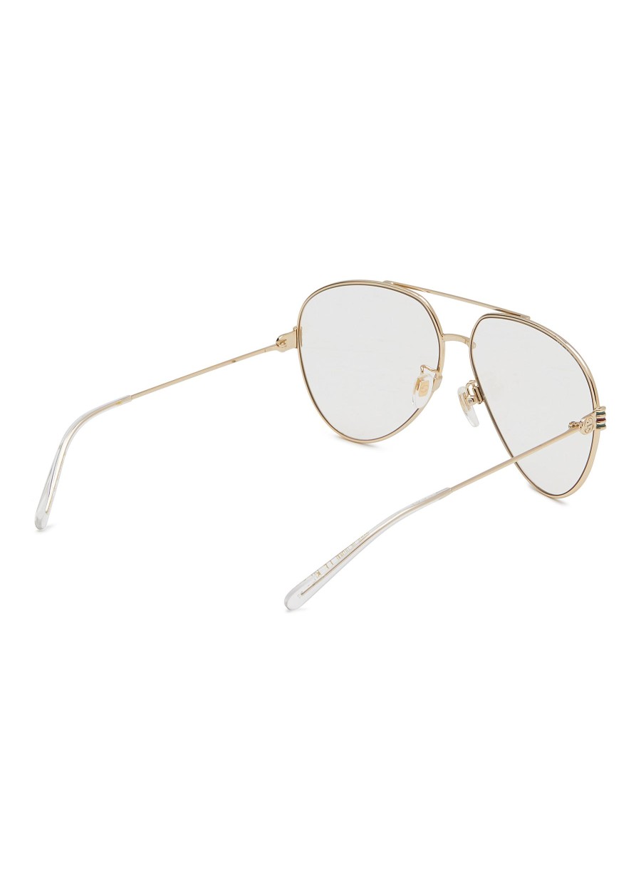 Men GUCCI Eyewear | Metal Aviator Optical Glasses