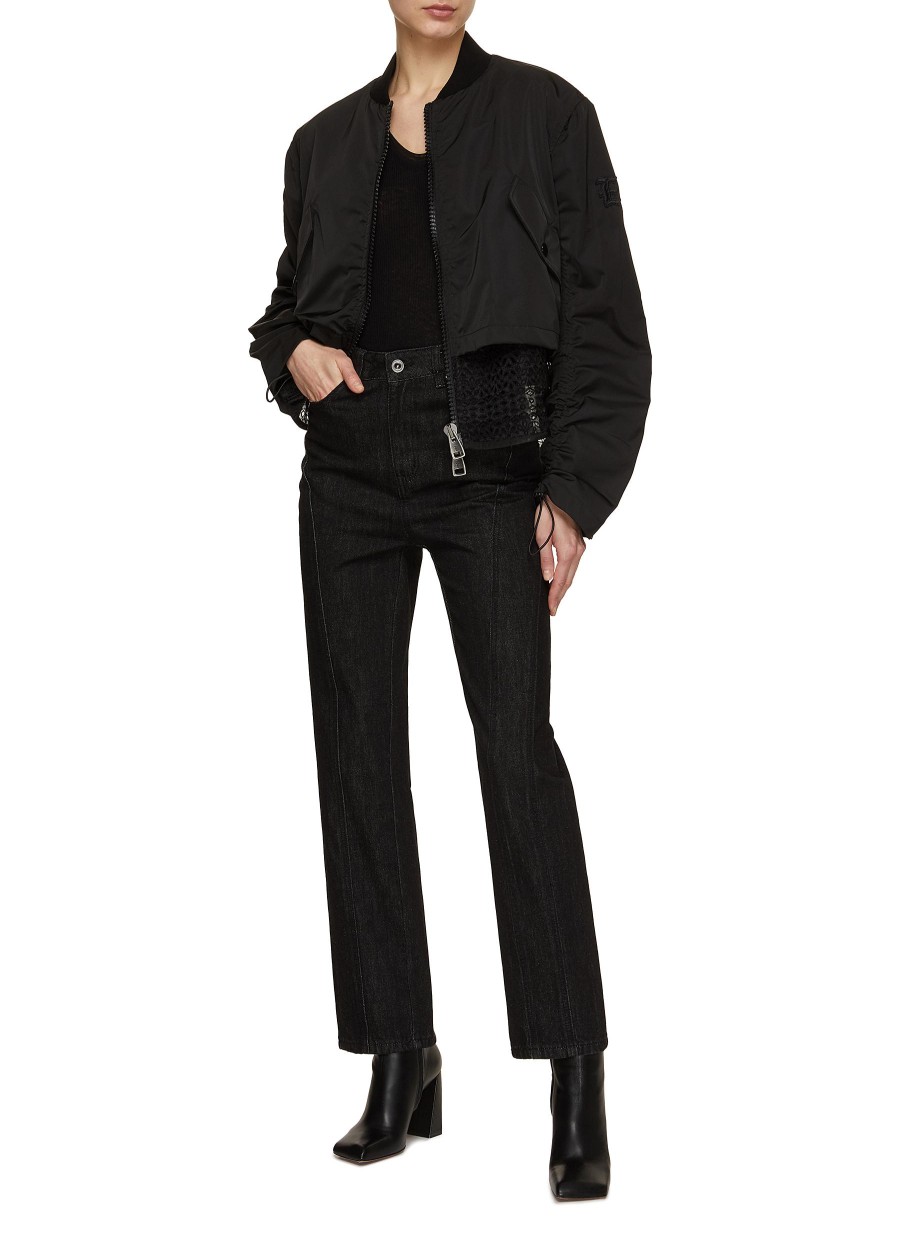 Women ERMANNO SCERVINO Jackets | Sheer Insert Cropped Bomber Jacket