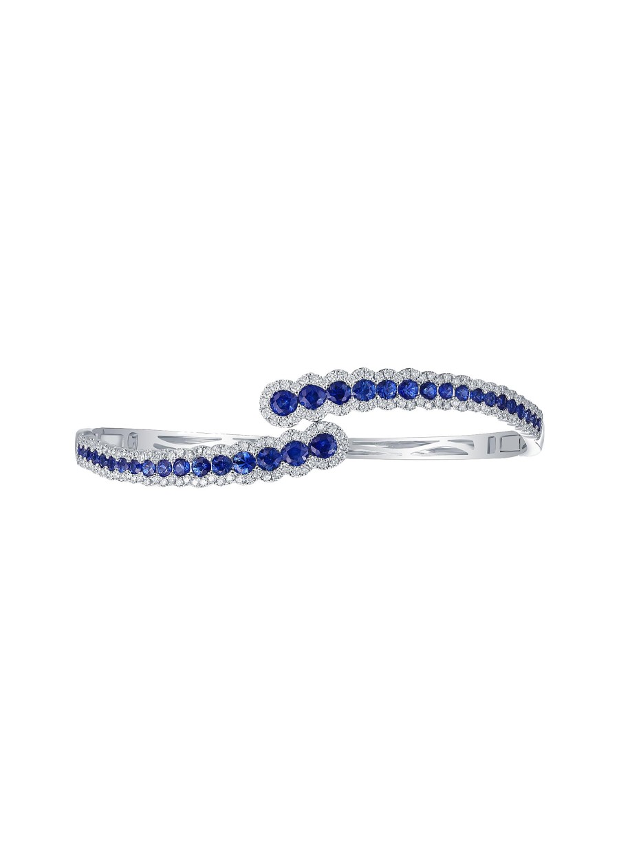 Women LC COLLECTION JEWELLERY Fine Jewellery | 18K White Gold Diamond Sapphire Bangle