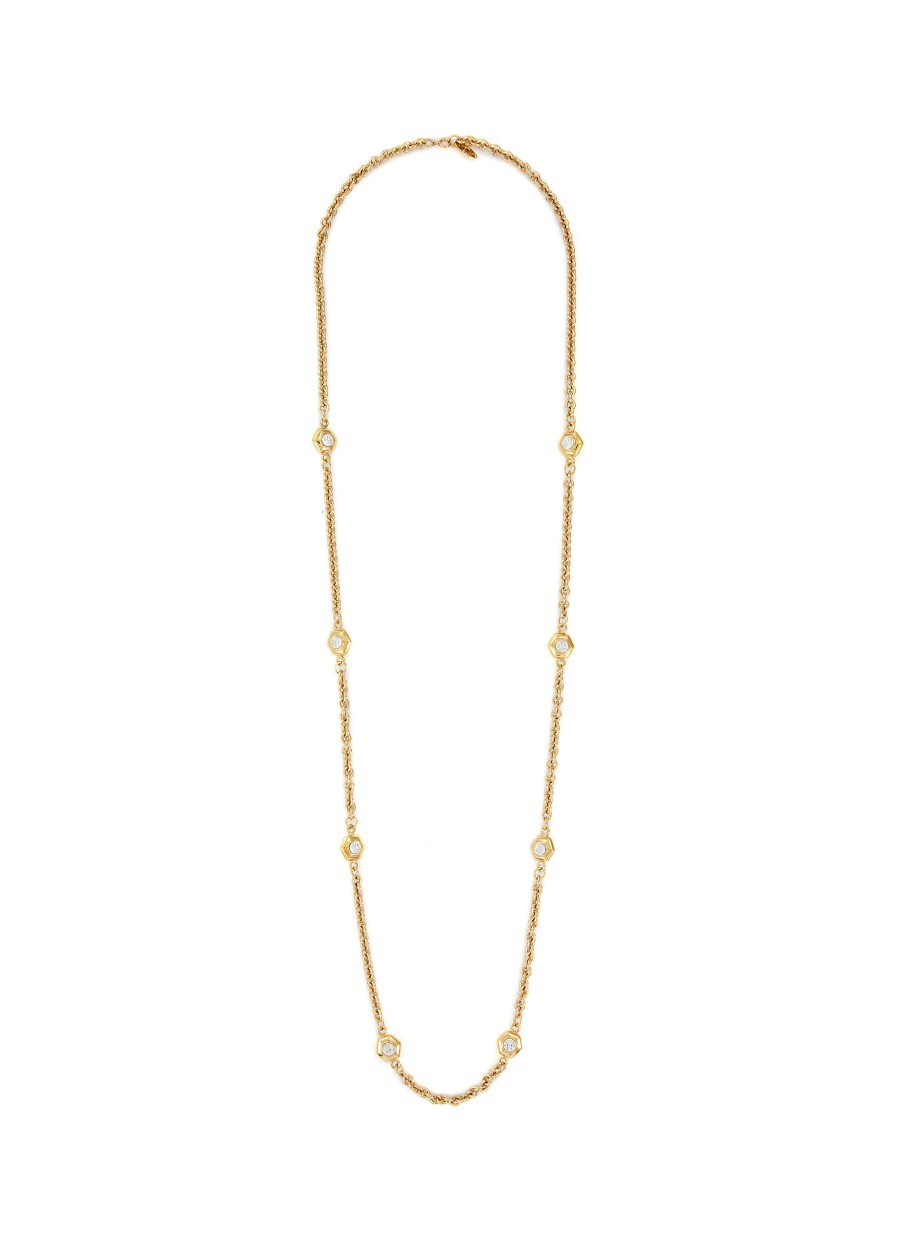 Women LANE CRAWFORD VINTAGE ACCESSORIES Vintage Accessories | Vintage Guy Laroche Gold Tone Diamante Long Necklace