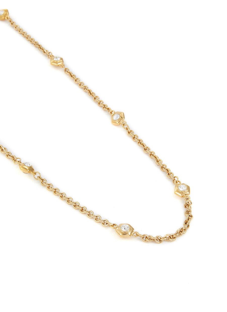 Women LANE CRAWFORD VINTAGE ACCESSORIES Vintage Accessories | Vintage Guy Laroche Gold Tone Diamante Long Necklace