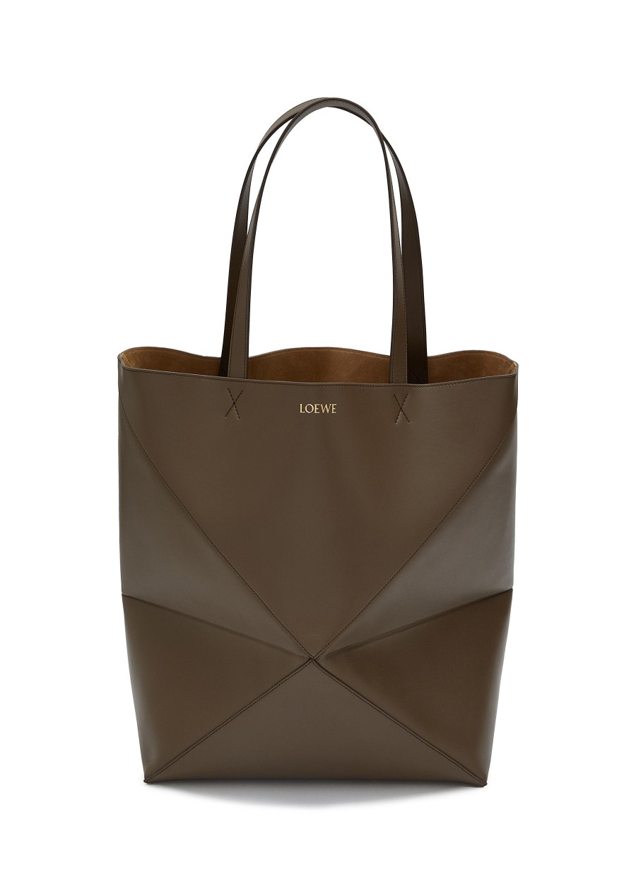 Men LOEWE Tote Bags | Large Puzzle Fold Leather Tote Bag