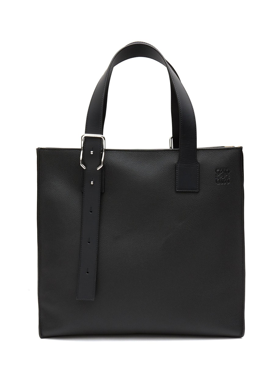 Men LOEWE Tote Bags | Buckled Handle Leather Zipped Tote Bag