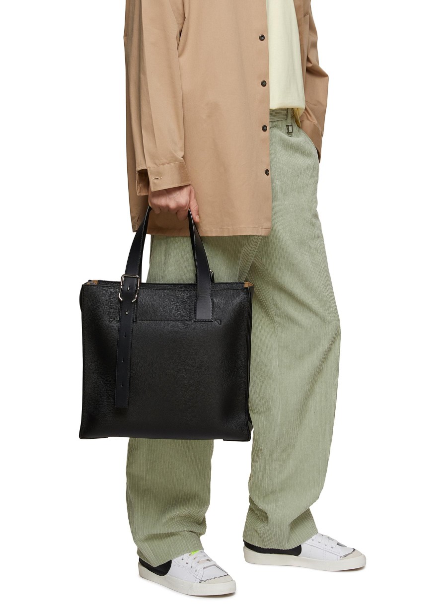 Men LOEWE Tote Bags | Buckled Handle Leather Zipped Tote Bag