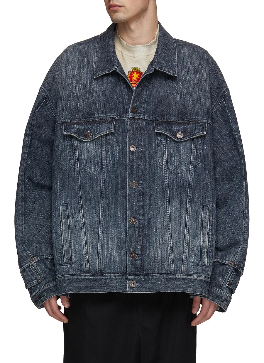 Men BALENCIAGA Jackets | Oversized Jeans Patchwork Denim Jacket