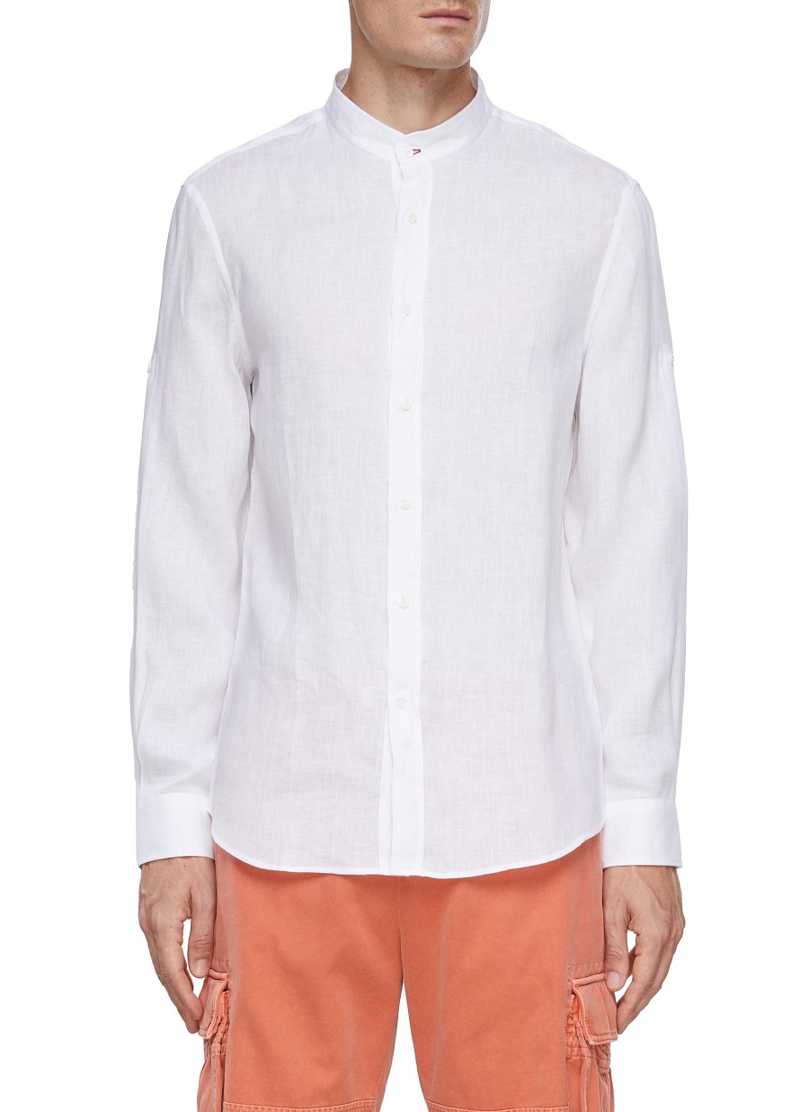 Men BRUNELLO CUCINELLI Shirts | Mandarin Collar Linen Shirt