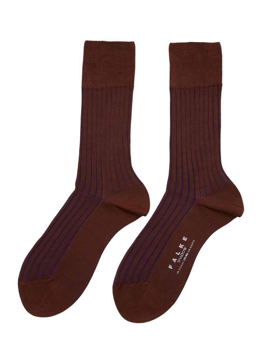 Men FALKE Socks | Striped Shadow Cotton Blend Short Socks