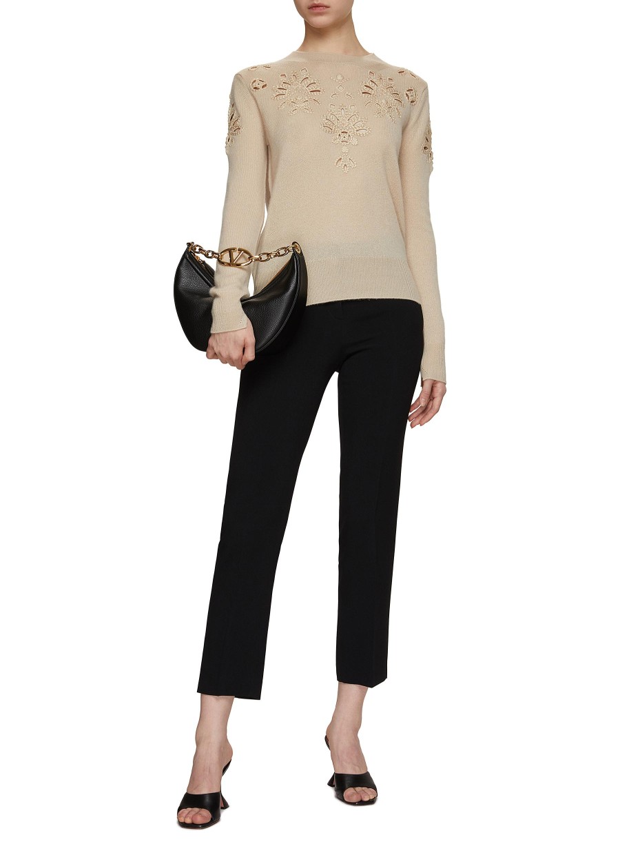 Women ERMANNO SCERVINO Tops | Crewneck Macrame Cashmere Knit Top