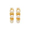 Women LANE CRAWFORD VINTAGE ACCESSORIES Vintage Accessories | Unsigned Gold Tone Faux Pearl Hoop Clip On Earrings