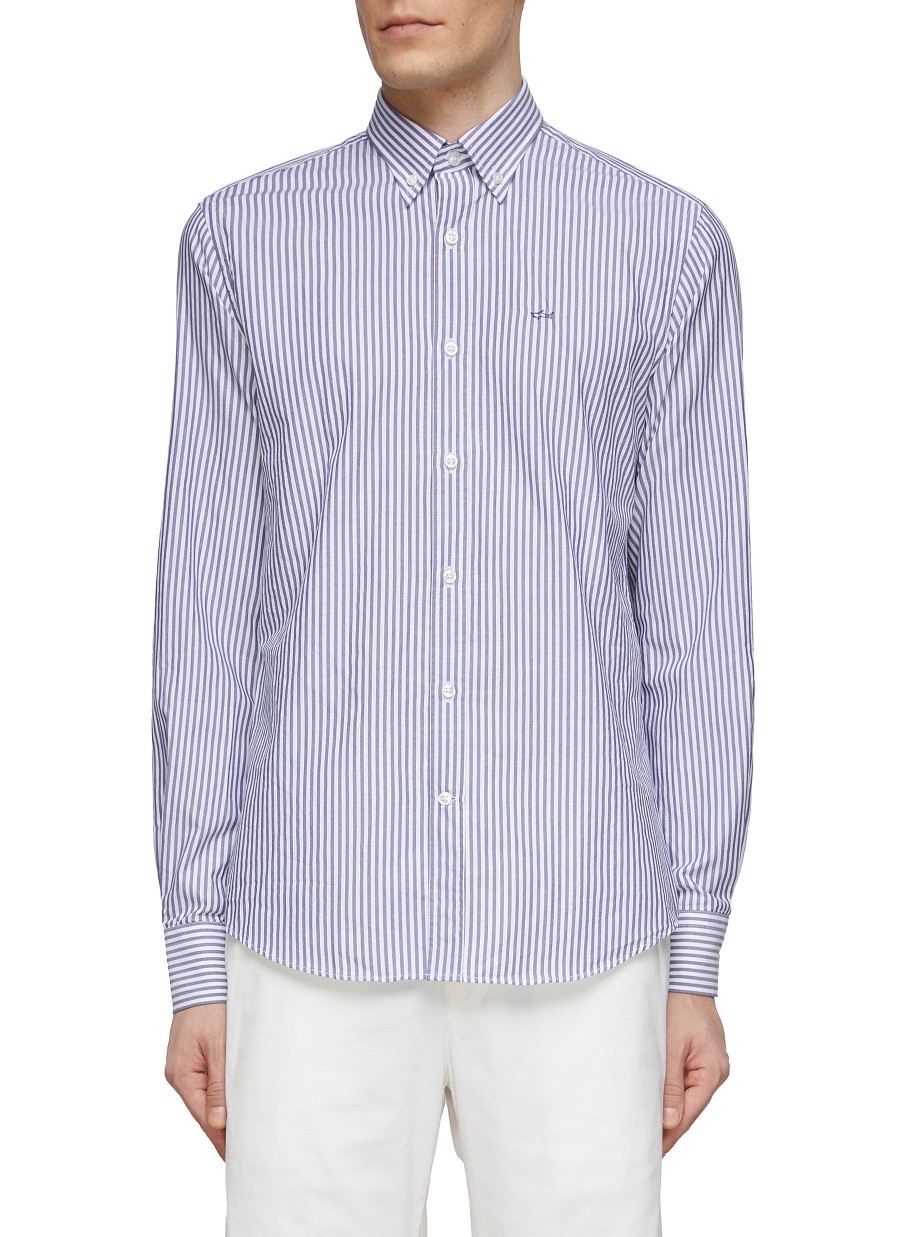 Men PAUL & SHARK Shirts | Long Sleeve Button Down Striped Shirt