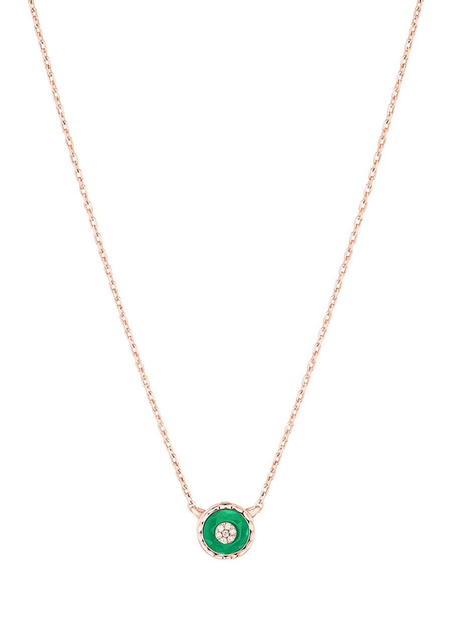 Women KORLOFF Fine Jewellery | Saint-Petersbourg Rose Gold Diamond Green Agate Necklace