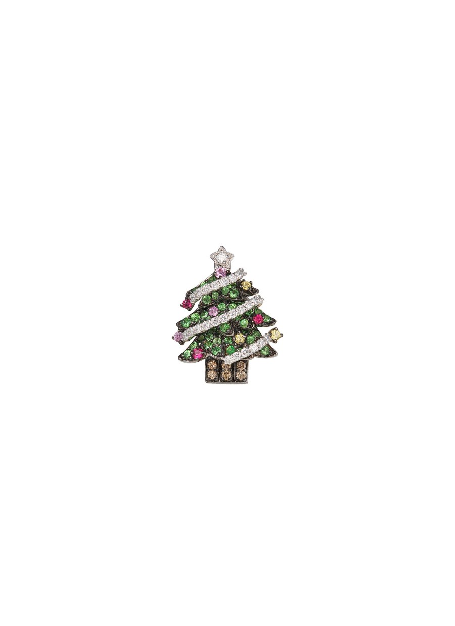 Women MIO HARUTAKA Fine Jewellery | Christmas Tree 18K White Gold Diamond Gemstone Single Earring