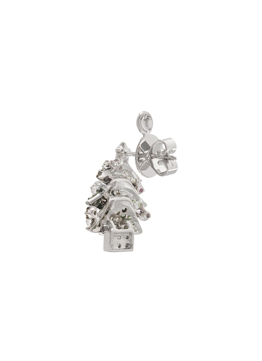 Women MIO HARUTAKA Fine Jewellery | Christmas Tree 18K White Gold Diamond Gemstone Single Earring