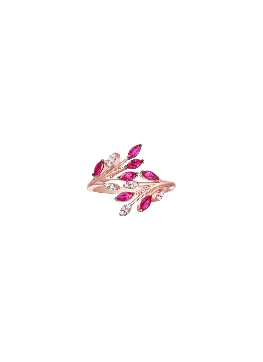 Women LC COLLECTION JEWELLERY Fine Jewellery | 18K Rose Gold Diamond Ruby Ring — Us 5.5