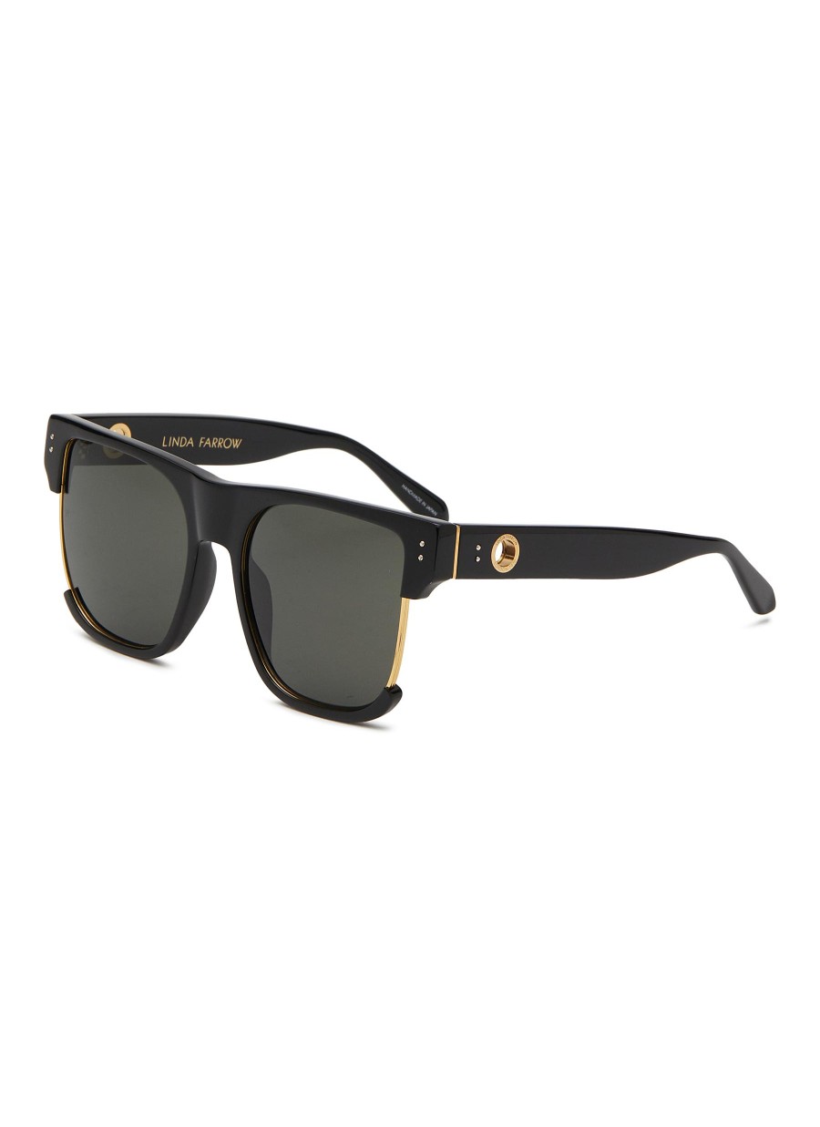 Women LINDA FARROW Eyewear | Lomas Acetate & Metal Square Sunglasses