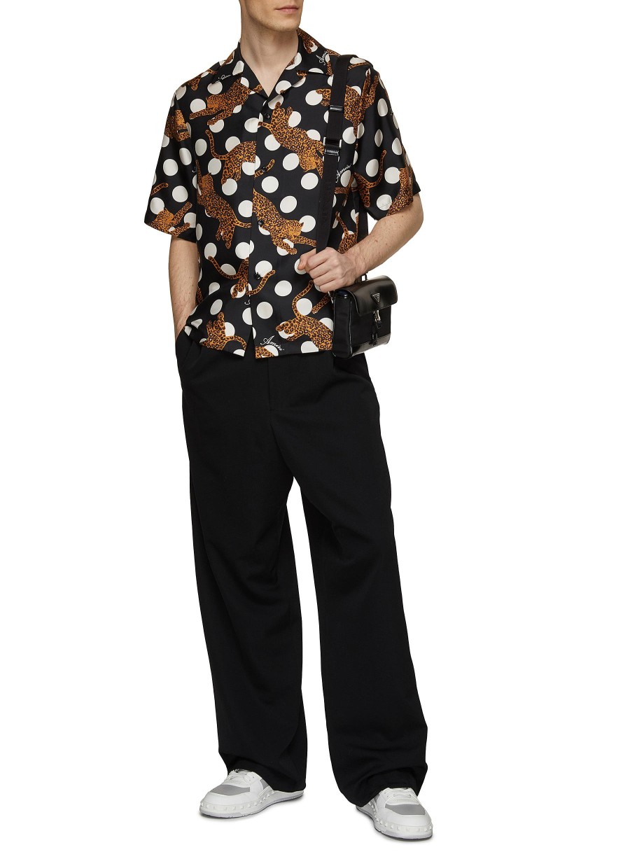 Men AMIRI Shirts | Leopard Polka Dots Silk Bowling Shirt