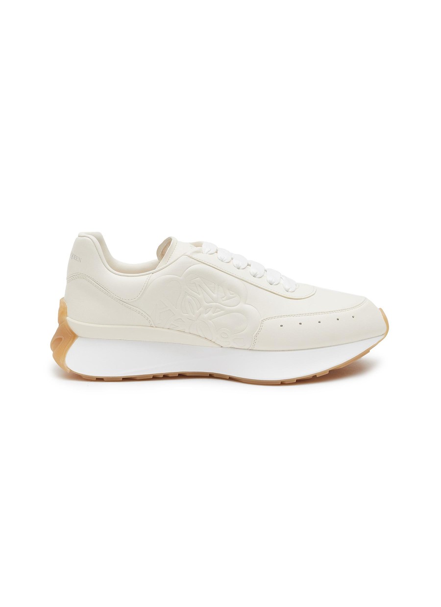 Men ALEXANDER MCQUEEN Sneakers | Sprint' Low Top Lace Up Tonal Cream Runner