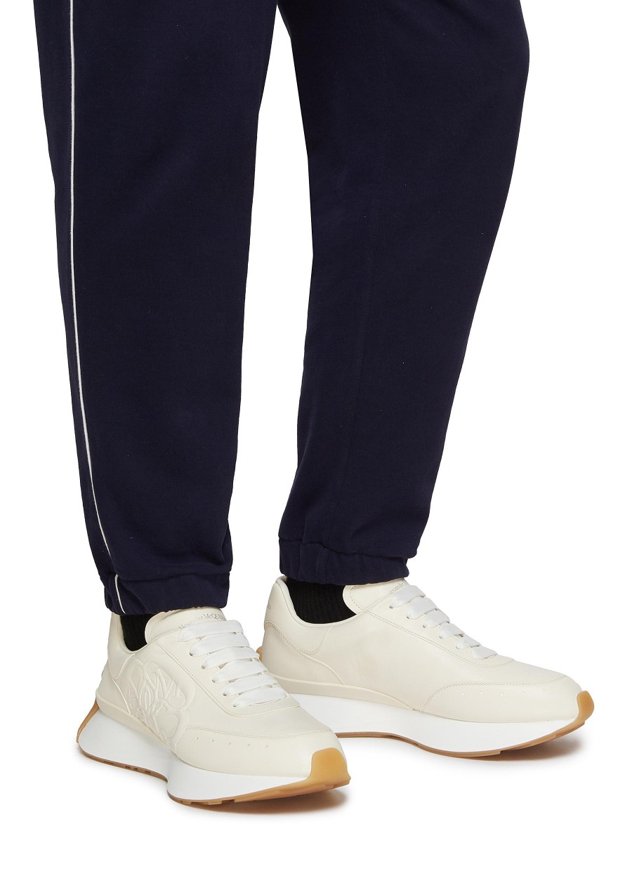 Men ALEXANDER MCQUEEN Sneakers | Sprint' Low Top Lace Up Tonal Cream Runner