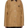 Women PRADA Coats | Corduroy Collar Qulited Coat