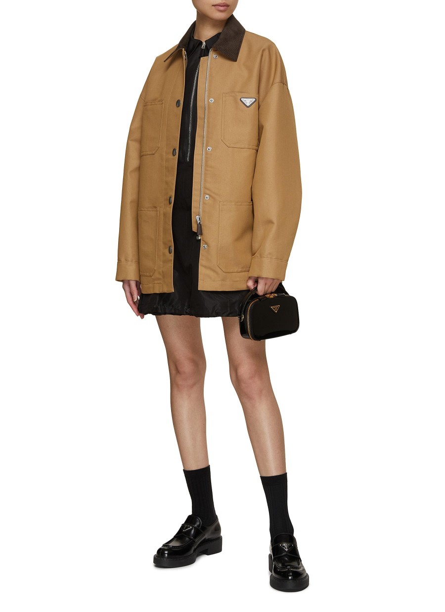 Women PRADA Coats | Corduroy Collar Qulited Coat