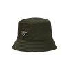 Men PRADA Hats & Gloves | Enamelled Metal Triangular Logo Bucket Hat