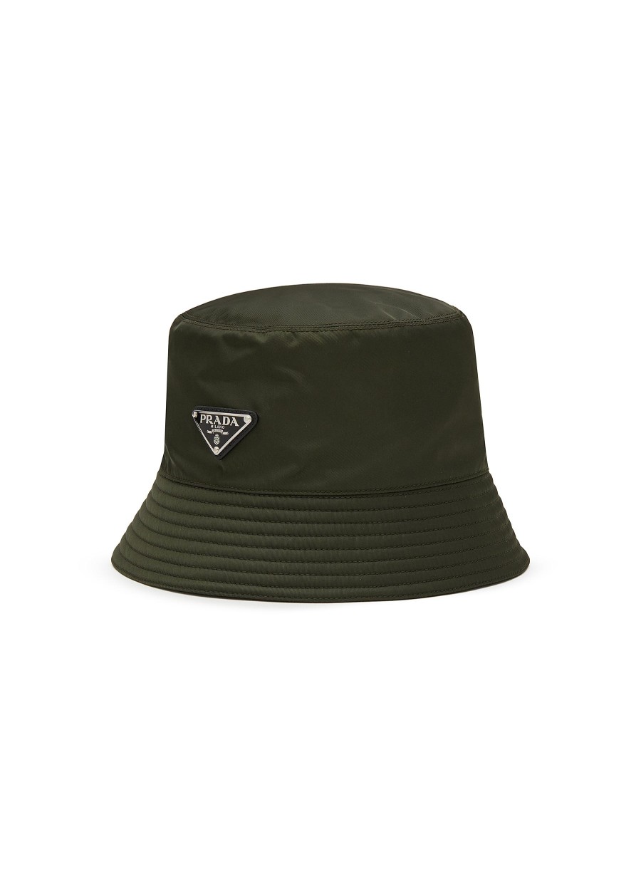 Men PRADA Hats & Gloves | Enamelled Metal Triangular Logo Bucket Hat