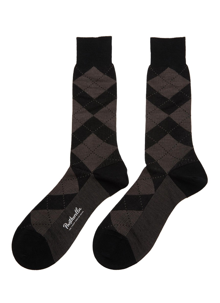 Men PANTHERELLA Socks | Abdale Argyle Diamond Rib Long Ankle Socks