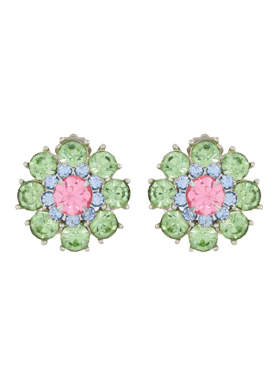 Women LANE CRAWFORD VINTAGE ACCESSORIES Vintage Accessories | Diamante Clip On Flower Earrings