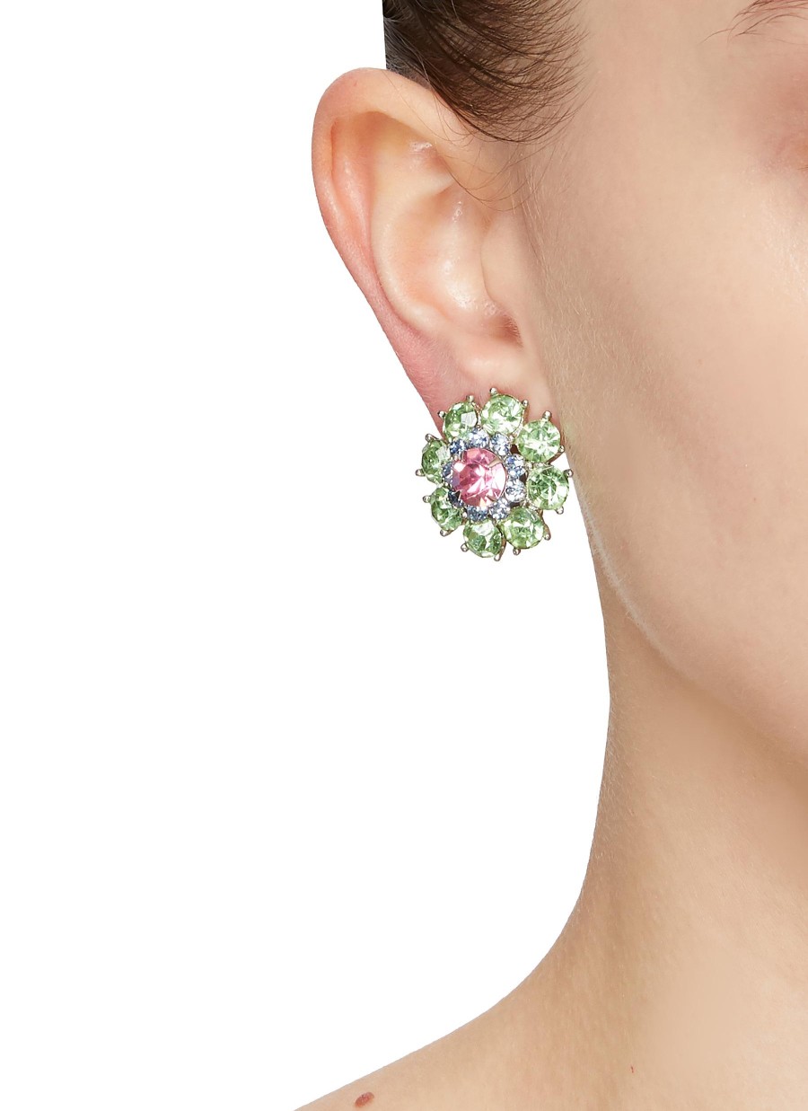 Women LANE CRAWFORD VINTAGE ACCESSORIES Vintage Accessories | Diamante Clip On Flower Earrings